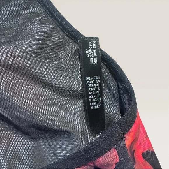 Victoria's Secret Black and Red Floral Sports Bra, Large - Picture 2 of 5